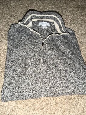 Calvin Klein Gray Quarter-Zip Knit Sweater
